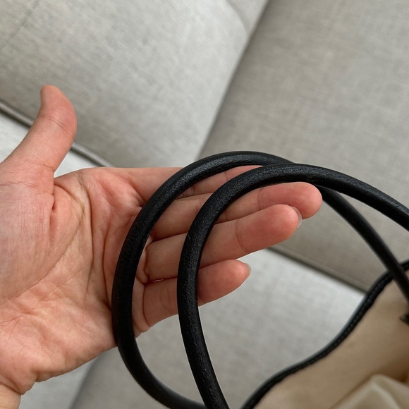 W concept Autt Leather Strap Canvas Tote Bag - Picture 7 of 8